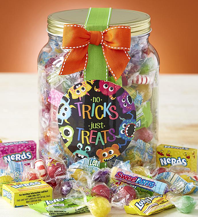 No Tricks Just Treats Halloween Candy Jar