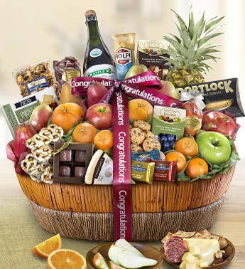 Congratulations Fruit  Sweets Gift Basket