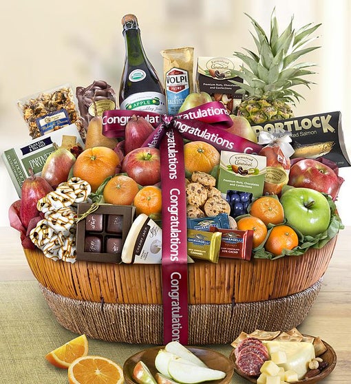 Congratulations Fruit & Sweets Gift Basket