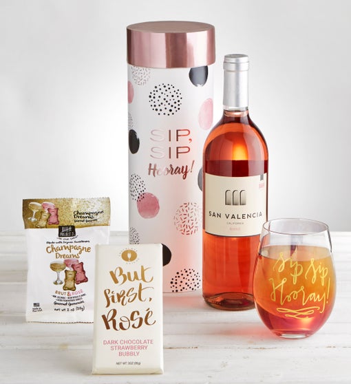 Sip Sip Hooray Rosé Wine & Glass Gift Set
