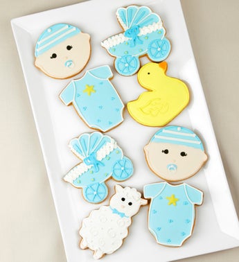 Welcome Baby Boy Artisan Iced Cookies