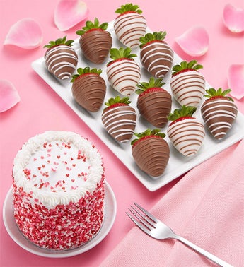 Chocolate Covered Strawberries  Red Velvet Cake