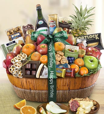 Happy Birthday Fruit  Sweets Gift Basket