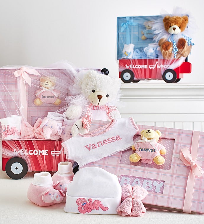 Hello Baby! Boy or Girl  Wagon, Bear & Book