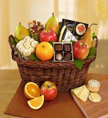 Vintage Gourmet Fruit  Cheese Gift Basket