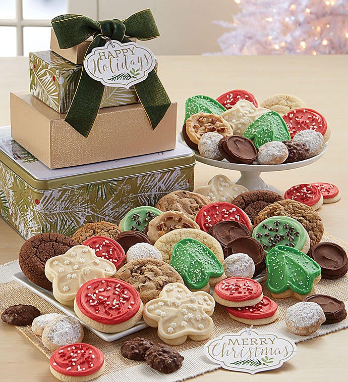 Merry Christmas Sparkling Gift Tin Tower