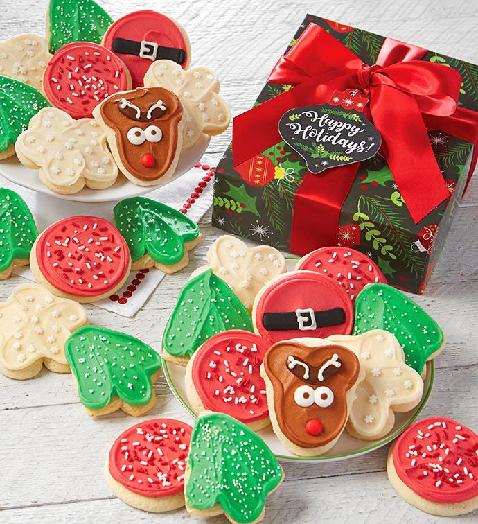 Happy Holidays Buttercream Frosted Cut-out Cookie Gift Box