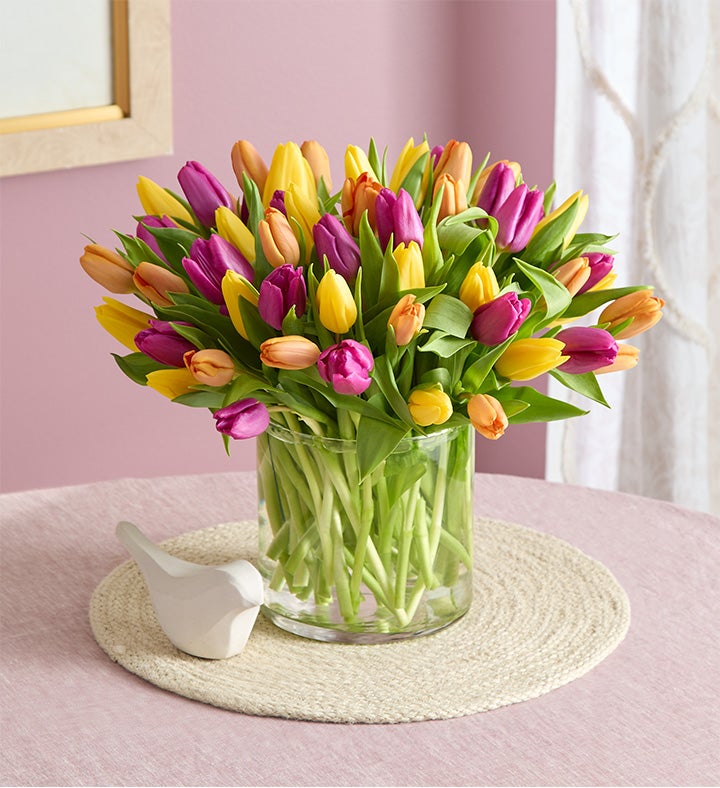 Deluxe Spring Assorted Tulip Bouquet, 60 Stems