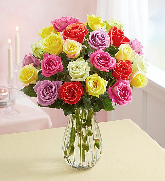 Holiday Lights Roses Buy 12, Get 12 Free + Free Vase