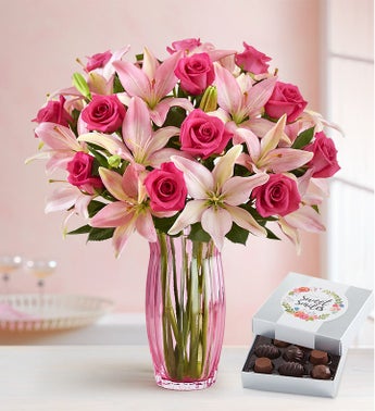 Magnificent Pink Rose  Lily Bouquet