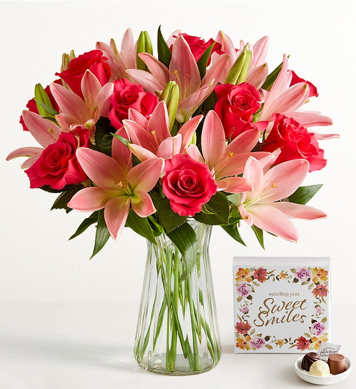 Pink Rose & Lily Bouquet for Mother's Day