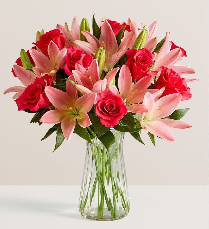 Magnificent Pink Rose & Lily Bouquet