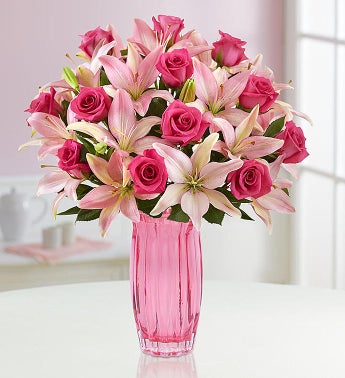 Magnificent Pink Rose  Lily Bouquet