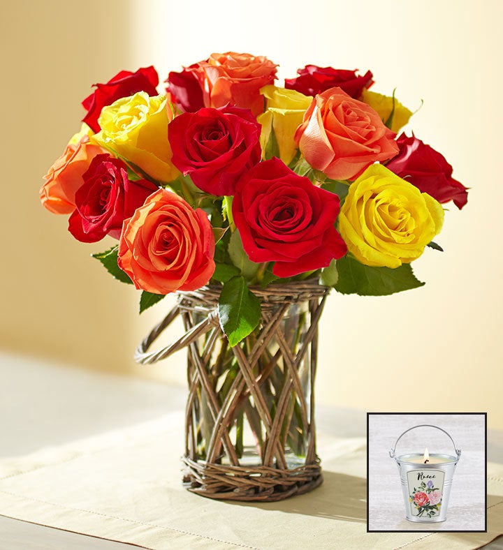 Autumn Rose Bouquet + Free Candle