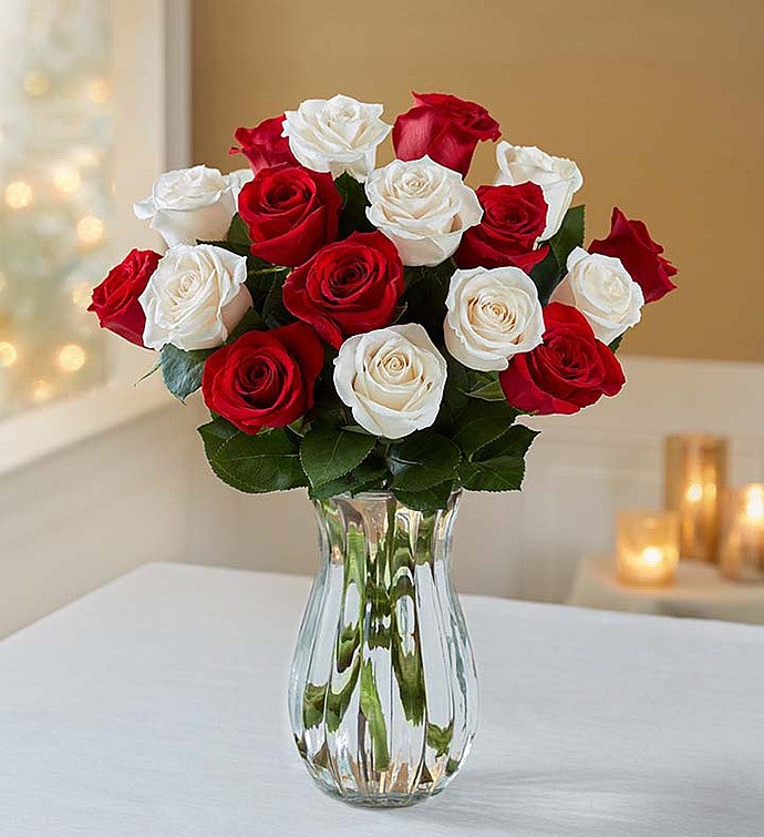 Peppermint Roses: Buy 12, Get 6 Free + Free Vase