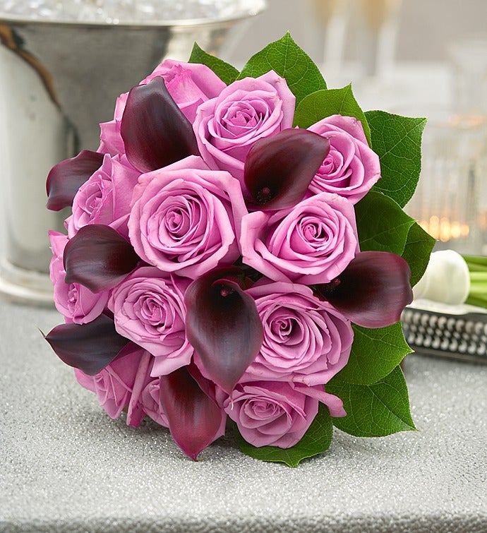 1-800-Flowers Flower Delivery Purple Elegance Rose & Mini Calla Lily Bouquet Medium