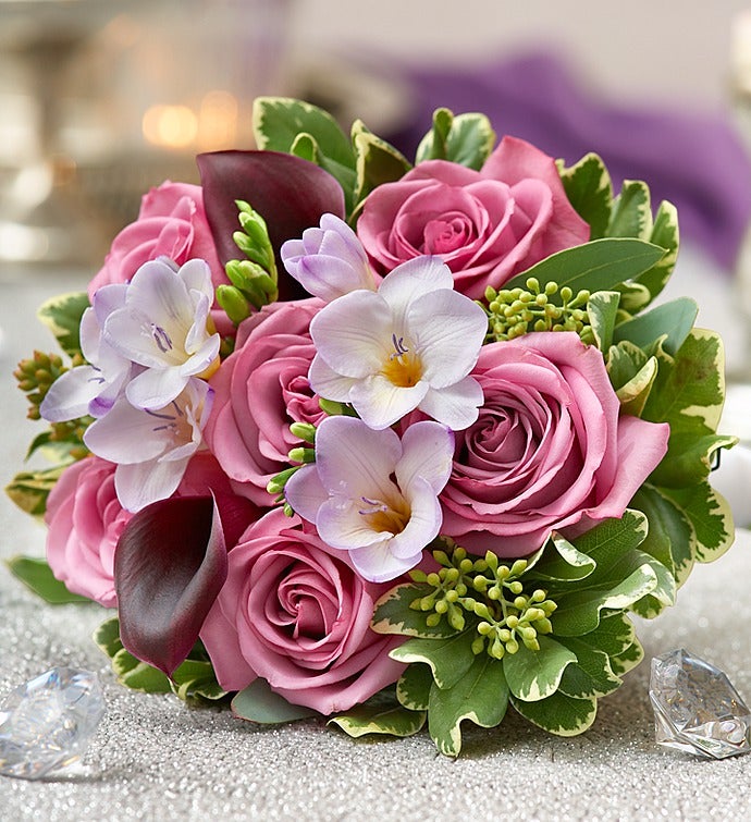 1-800-Flowers Flower Delivery Purple Elegance Rose & Mini Calla Lily Bouquet Petite