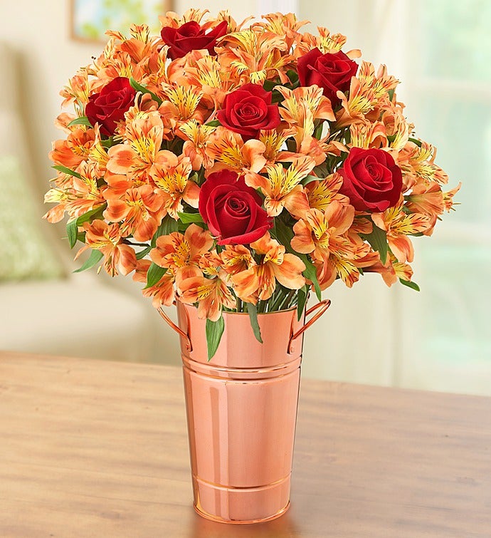 Fall Rose and Peruvian Lily + Free Vase