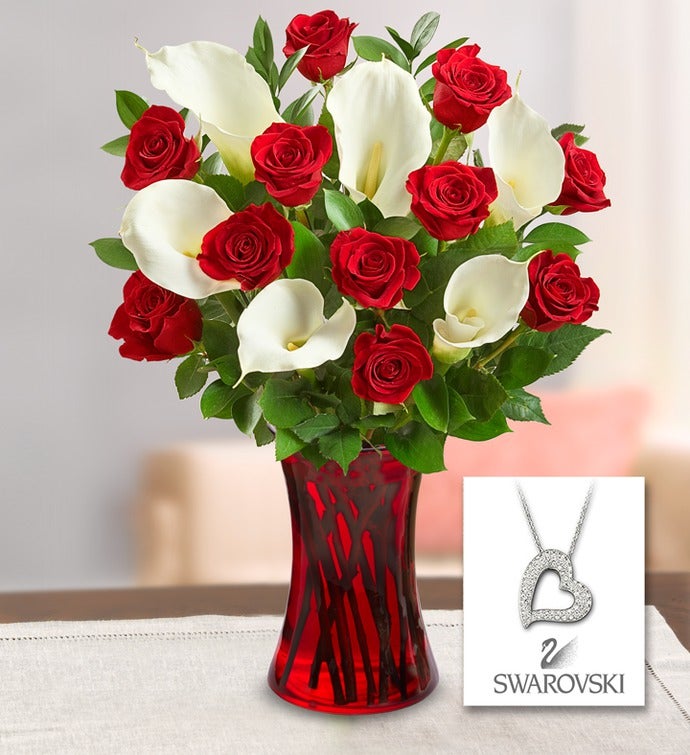 Red Rose & Calla + Swarovski® Necklace