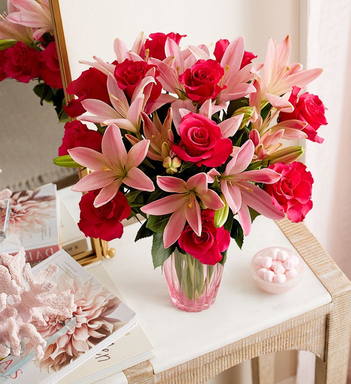 Pink Rose & Lily Bouquet for Mother's Day