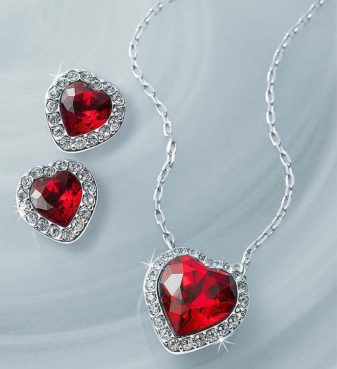 Swarovski® Crystal Red Heart Jewelry Set