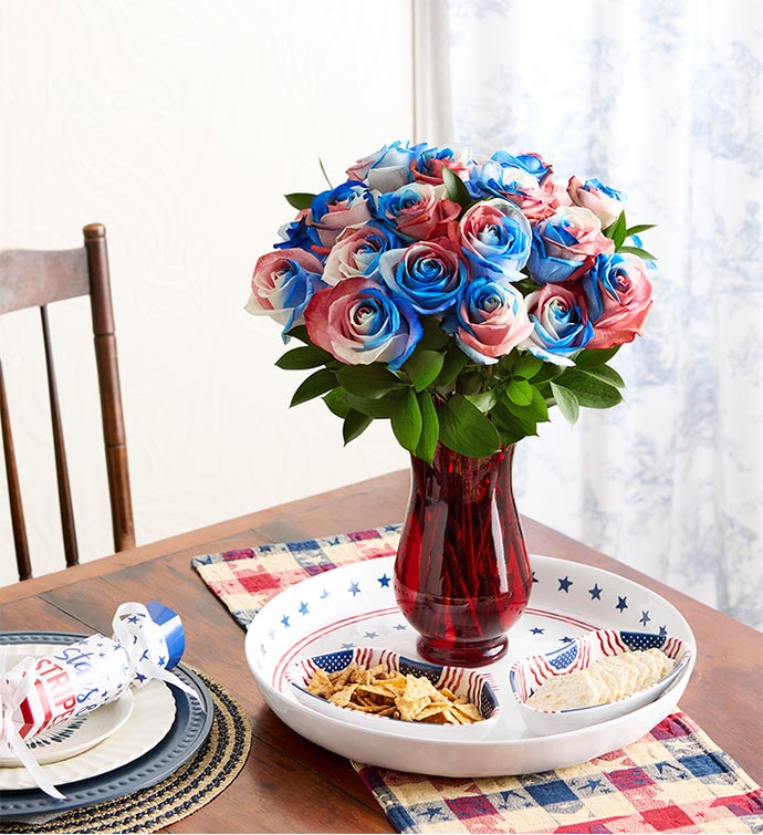 Kaleidoscope Roses, Red, White & Blue