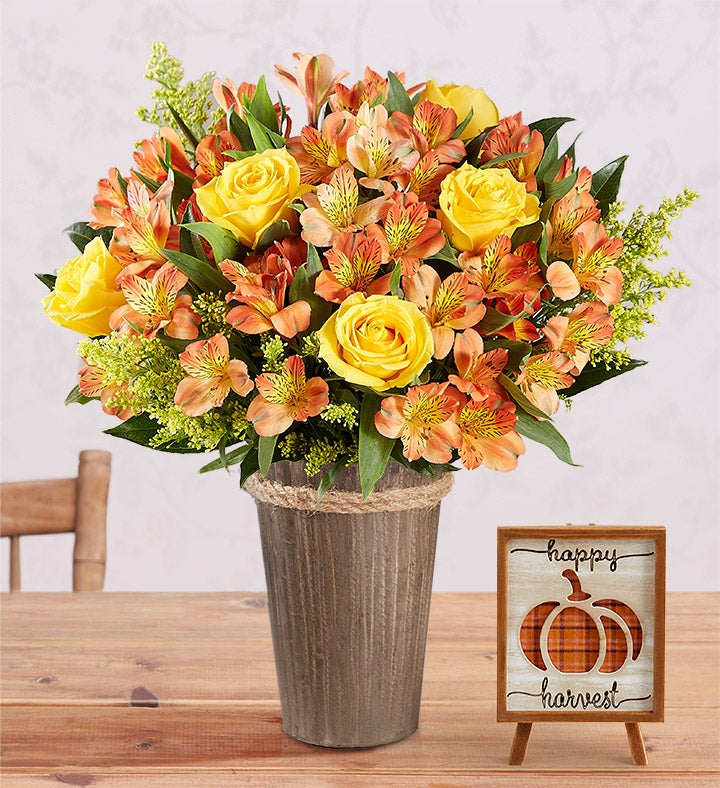 Fall Rose & Peruvian Lily Bouquet