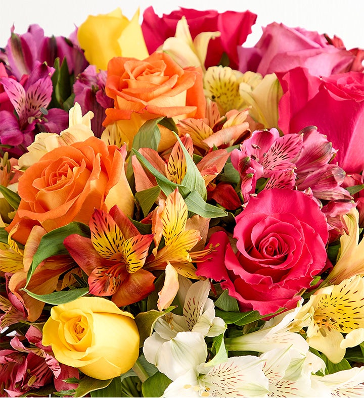 Assorted Roses & Peruvian Lilies + Free Vase