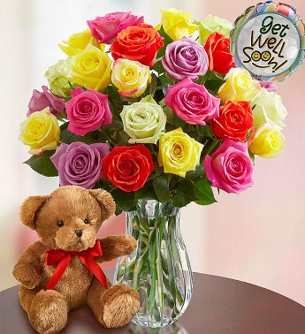 Get Well Soon Assorted Roses 12-24 Stems