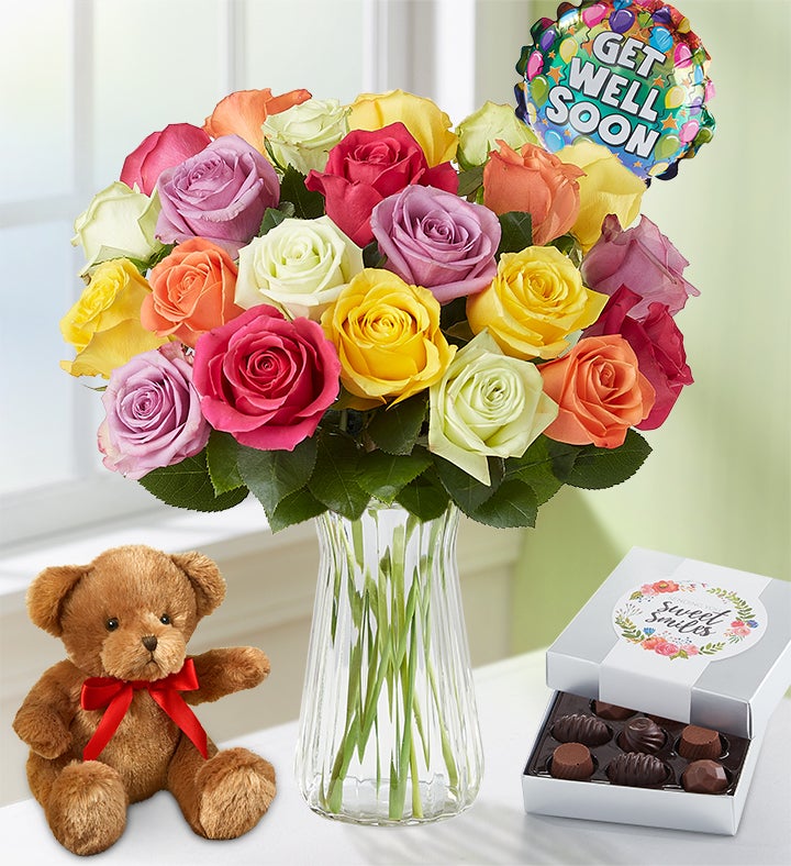 Get Well Soon Assorted Roses, 12-24 Stems