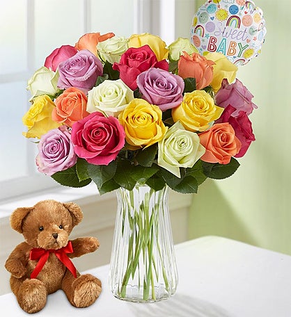 New Baby Celebration Assorted Roses: 12-24 Stems