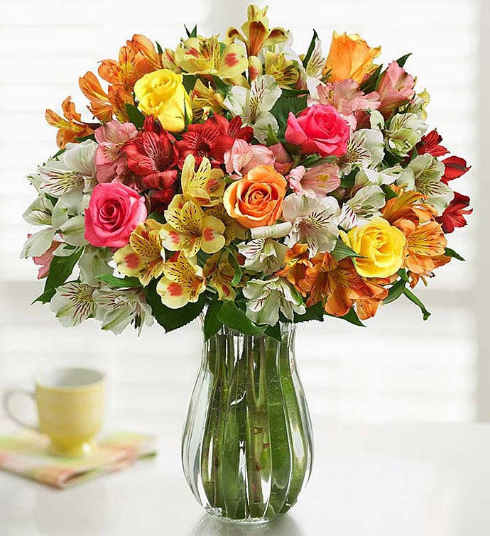 Assorted Rose & Peruvian Lily + Free Vase