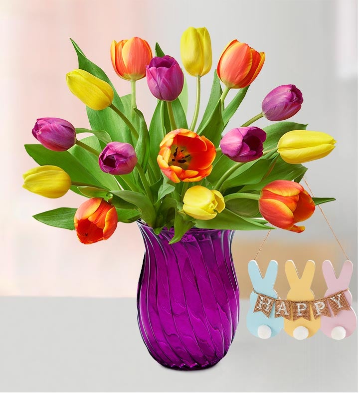 Mixed Pink Tulip & Purple Iris Flowers - The Bouqs Co.