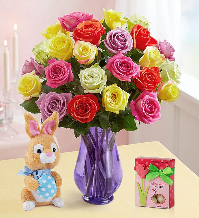 Easter Roses with Bunny + Free Cookies