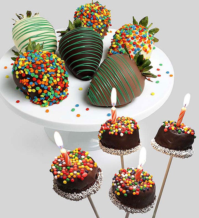 Birthday Brownie Pops & Strawberries
