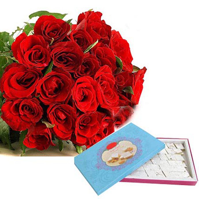 Roses & Kaju Katli   Diwali Gift