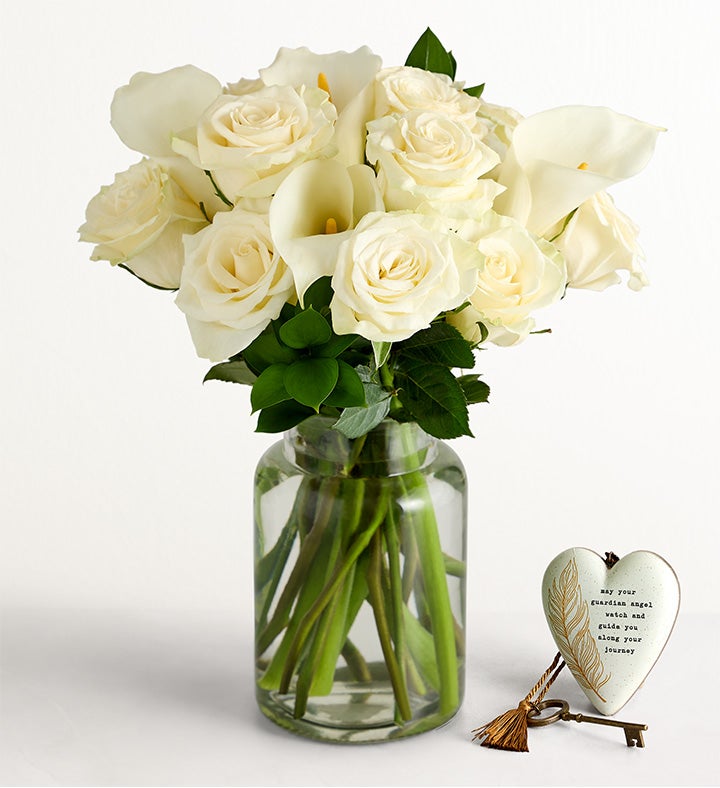 White Rose & Calla Lily Bouquet for Sympathy