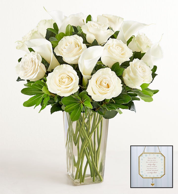 White Rose And Calla Lily Bouquet Sympathy 5255