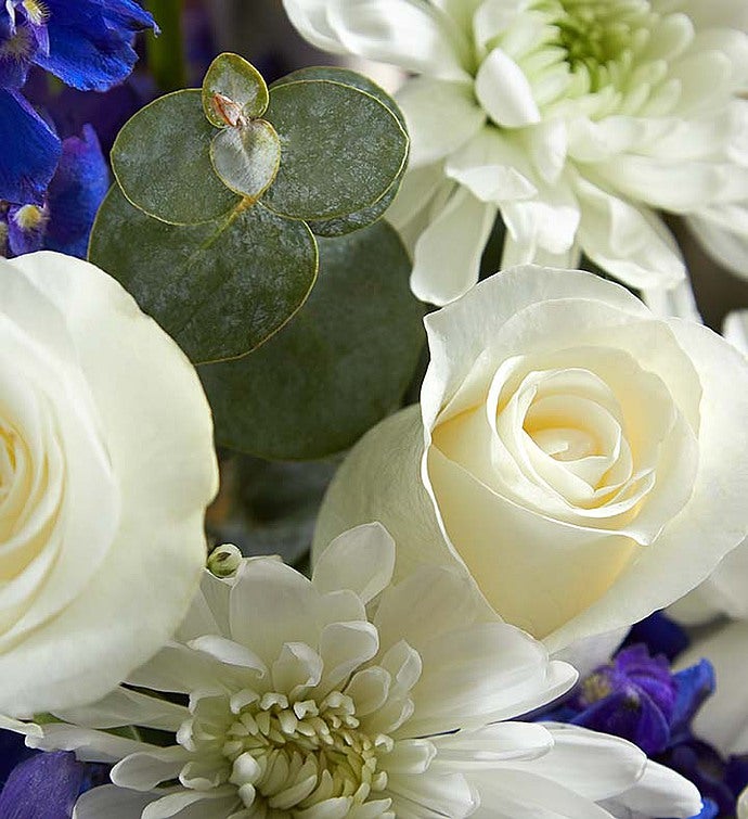 Cremation Wreath - Blue and White