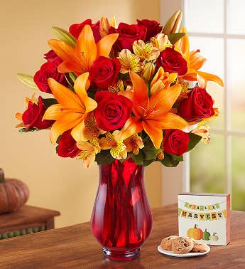 Elegant Autumn Rose  Lily Bouquet