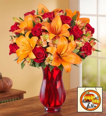 Elegant Autumn Rose  Lily Bouquet