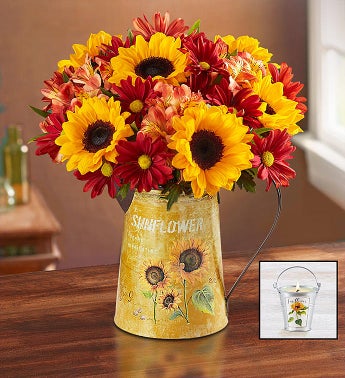 Country Sunflower Bouquet  Free Candle