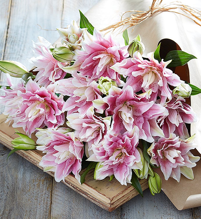 Fresh Market Double Bloom Pink Lily Bouquet 148243