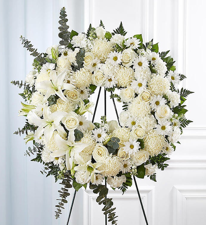 Serene Blessings Standing Wreath- White Large by 1-800 Flowers