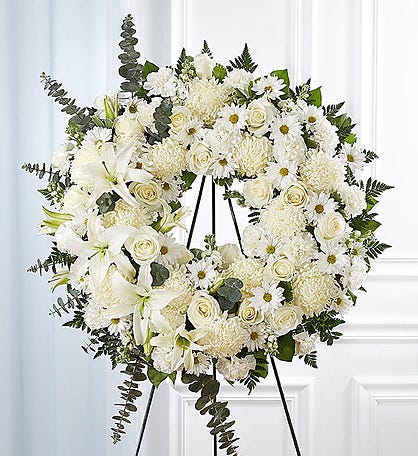 Serene Blessings Standing Wreath- White Small by 1-800 Flowers
