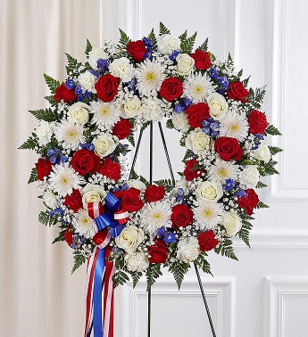 Serene Blessings Standing Wreath- Red White  Blue