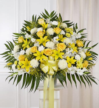Heartfelt Sympathies Standing Basket- Yellow
