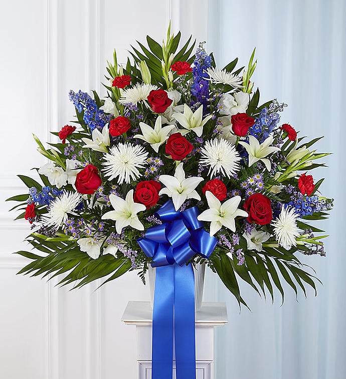 Heartfelt Sympathies™ Standing Basket- Red, White & Blue