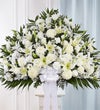 Heartfelt Sympathies White Funeral Standing Basket