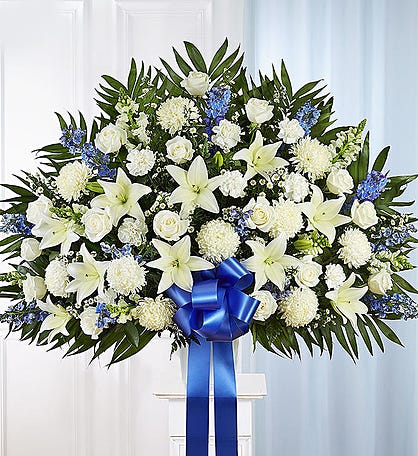 Cremation Wreath- Blue and White Small | 1-800-Flowers Occasions Delivery